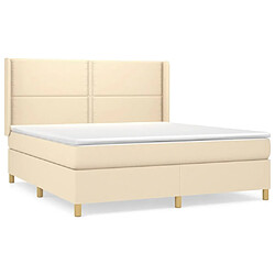 vidaXL Sommier à lattes de lit avec matelas Crème 160x200 cm Tissu