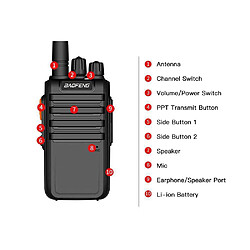 BAOFENG BF-M4 Émetteur-récepteur FM UHF 5W Interphone portable 400-470MHz 16CH Prise en charge de la radio portable bidirectionnel758