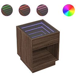 vidaXL Table de chevet avec LED infini chêne marron 40x40x50 cm