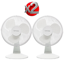 Lot de 2 ventilateurs de table diamètre 30 cm oscillant 3 vitesses Optimea