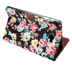 Wewoo Housse Étui noir pour Samsung Galaxy Tab A 10.1 / T580 Fleur Motif Tissu Surface Horizontal Flip en cuir avec des fentes cartes et Titulaire portefeuille cadre photo pas cher