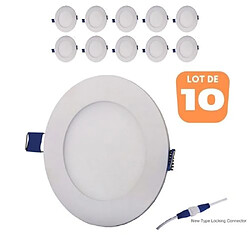 VITO Lot de 10 spots LED ronds extra plats 18W 3000K