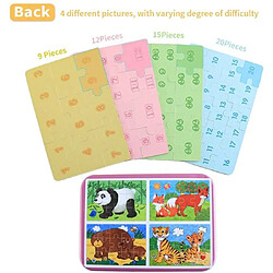 Avis RedMiter Jouet Puzzle en Bois pour Enfants,une boîte contenant 4 Niveaux de Difficulté Différents, 9 Pièces, 12 Pièces, 15 Pièces, 20 Pièces, Jouet Éducatif Parfait pour Garçons Filles de 2 Ans + (Panda)