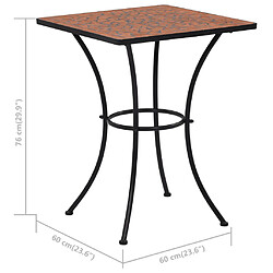 vidaXL Table de bistro mosaïque Terre cuite 60 cm Céramique pas cher