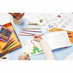 BIC My Coloring Box - Kit de Coloriage avec 12 Feutres/18 Crayons de Couleurs/6 Colles Pailletées, 1 Livre de Coloriage et 36 Autocollants pas cher