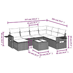 Avis Maison Chic Ensemble Tables et chaises d'extérieur 8 pcs avec coussins,Salon de jardin gris résine tressée -GKD275295