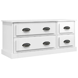 Maison Chic Meuble TV scandinave - Banc TV pour salon blanc brillant 100x35,5x45 cm bois d'ingénierie -MN99285