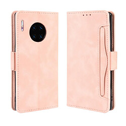 Wewoo Housse Coque Étui en cuir à Motif peau de veau de style portefeuille pour Huawei Mate 30 Proavec fente carte séparée rose