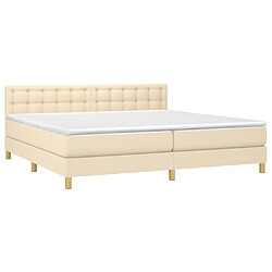 Avis Maison Chic Lit adulte- Lit + matelas,Sommier à lattes de lit et matelas et LED Crème 200x200cm Tissu -GKD93911