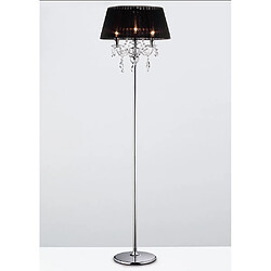 Luminaire Center Lampadaire Olivia avec Abat jour noir 3 Ampoules chrome poli/cristal