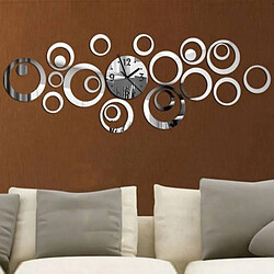 Wewoo Horloge murale 3D en trois dimensions acrylique miroir de mode Stickers muraux DIY Cercle Combinaison Décorative ruban