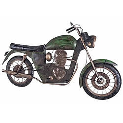 Pegane Patère murale en métal style moto vintage vert - Longueur 96 x Hauteur 53 x Profondeur 9 cm