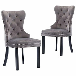 Maison Chic Lot de 2 Chaises à manger,Chaise pour cuisine,Solide Structure gris velours -MN10510