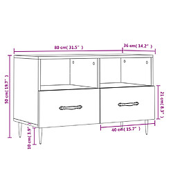 vidaXL Meuble TV Chêne fumé 80x36x50 cm Bois d'ingénierie pas cher