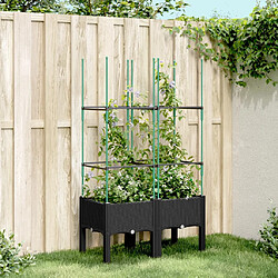 vidaXL Jardinière avec treillis noir 80x40x142,5 cm PP