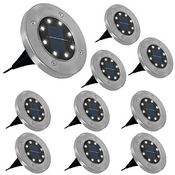 Idmarket Lot de 10 disques solaires à LED spots de jardin à