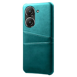 Coque en TPU + PU anti-chocs avec deux porte-cartes pour votre Asus Zenfone 9 5G - vert