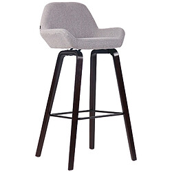 Decoshop26 Tabouret de bar chaise haute x 1 avec repose-pieds design moderne en tissu gris pied en bois couleur noyer 10_0005285