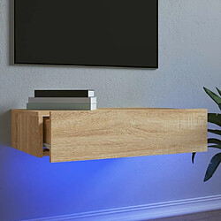 Maison Chic Meuble TV scandinave avec éclairage LED - Banc TV pour salon chêne sonoma 60x35x15,5 cm -MN24122