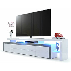 Mpc Meuble TV Avola-anthracite Et Blanc Laqué 227 Cm Avec LED 52 X 227 X 35