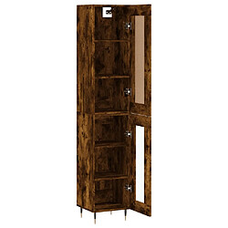 Avis vidaXL Buffet haut Chêne fumé 34,5x34x180 cm Bois d'ingénierie