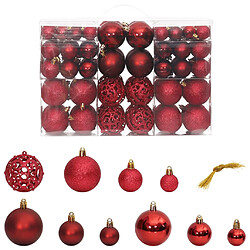 vidaXL Boules de Noël 100 pcs rouge bordeaux 3 / 4 / 6 cm