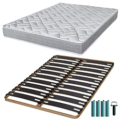 Ebac Matelas mousse + Sommier métal C310 140x190 Maryland - Hauteur 20 cm - Soutien ferme