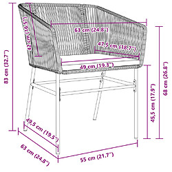 vidaXL Chaises de jardin lot de 2 avec coussins gris résine tressée pas cher