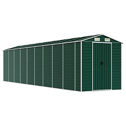 Helloshop26 Abri de jardin cabane cabanon maison de stockage remise extérieur hangar outils robuste 191 x 810 x 198 cm acier galvanisé vert 02_0022355