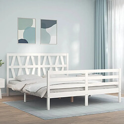 Maison Chic Cadre/structure de lit avec tête de lit pour adulte - Lit Moderne Chambre blanc King Size bois massif -MN68236