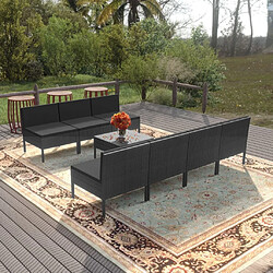 Maison Chic Salon de jardin 8 pcs + coussins - Mobilier/Meubles de jardin - Table et chaises d'extérieur Résine tressée Noir -MN22809