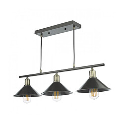 Luminaire Center Suspension Jalen Laiton antique,Gris mat 3 ampoules 20cm