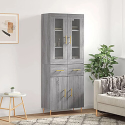 vidaXL Buffet haut Sonoma gris 69,5x34x180 cm Bois d'ingénierie