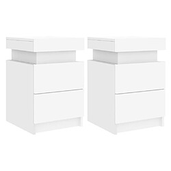 vidaXL Tables de chevet avec lumières LED 2 pcs blanc 35x39x55 cm