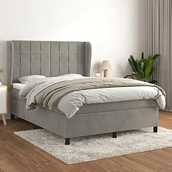 Maison Chic Lit Adulte - Lit simple Lit à sommier tapissier et matelas moelleux - Meuble de Chambre - Gris clair 140x200cm Velours -MN79877