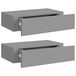 vidaXL Étagères à tiroirs murales 2 pcs gris 40x23,5x10 cm MDF