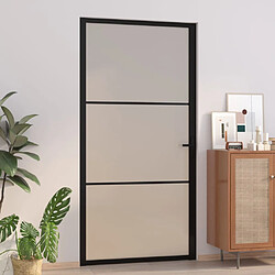 vidaXL Porte intérieure 102,5x201,5 cm Noir Verre mat et aluminium