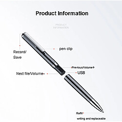 Universal Magnétophone portatif, dictaphone, magnétophone numérique d'enregistrement du son, magnétophone numérique (8 Go)