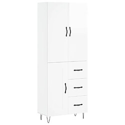 vidaXL Buffet haut Blanc brillant 69,5x34x180 cm Bois d'ingénierie