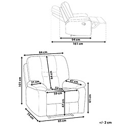 Avis Beliani Fauteuil BERGEN LED Velours Beige sable