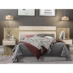 Vente-Unique Tête de lit extensible avec chevets - 140/160 cm - Coloris : Naturel et ivoire - PARATI