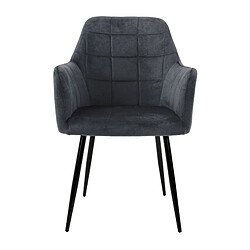 Ecd Germany Lot de 8 chaises de salle à manger fauteuil gris velours pieds noir métalliques