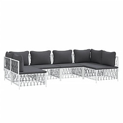 Avis Maison Chic Salon de jardin 6 pcs avec coussins - Table et chaises d'extérieur - Mobilier/Meubles de jardin Moderne blanc acier -MN83546