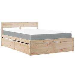 Vidaxl Lit avec tiroirs et matelas 140x190 cm bois massif de pin