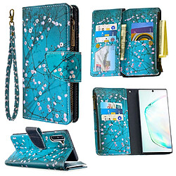 Etui en PU fermeture éclair à motifs fleurs blanches pour votre Samsung Galaxy Note 10/Note 10 5G