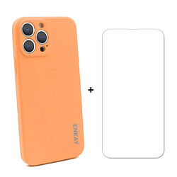 Enkay Coque en silicone antichute, bordure droite orange pour votre Apple iPhone 13 Pro 6.1 pouces