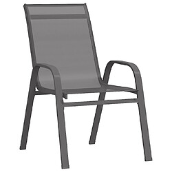 vidaXL Chaises empilables de jardin lot de 2 Gris Tissu textilène