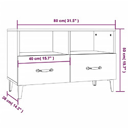 vidaXL Meuble TV Chêne fumé 80x36x50 cm Bois d'ingénierie pas cher