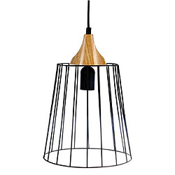 Pegane Suspension en métal et bois coloris noir - Dim : D23 x H32.5 cm