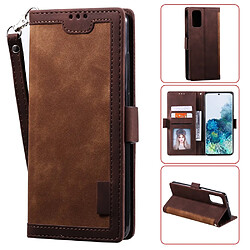 Etui en PU épissage vintage avec support marron pour votre Samsung Galaxy S20